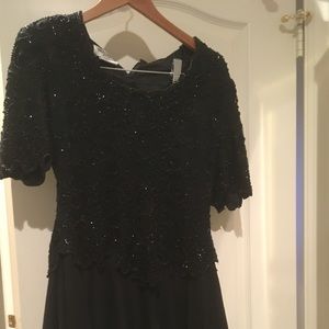 Beaded black formal party dress